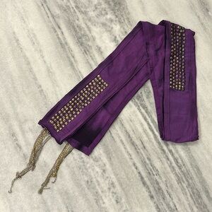 Tolani Tie Dye Studded Scarf with Chains in Purple Unique!